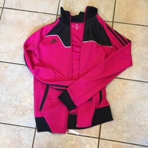 Adidas pink and black womens S zip up